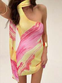 Vestido mini de moda de unicolor sin mangas para mujer - Multicolor - Ver 3