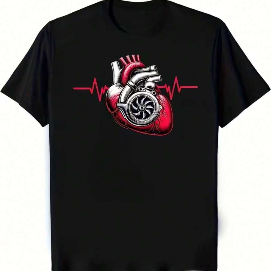 Printed T-Shirt For Men And Women - 黑色 - 查看 1