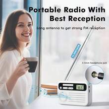 Mini Radio FM con Altavoz, Radio Compacta con Toma para Auriculares, Recargable, Batería de Larga Duración de 1200mAh, Adecuada para Uso Interior, Exterior y de Emergencia, Ligera y Portátil, Cabe en el Bolsillo o Mochila - Ver 6