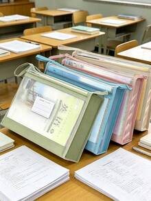 1件熱銷款新式雙層科目分類收納袋 A4透明網格文件收納袋 拉鍊式背包，適合國小、國中學生與大學生，大容量可裝考卷、科目教材、書籍與作業，學校辦公用品袋、資料夾文件袋，學習複習配件，教師必備，理想的教室教師禮物，開學季/萬聖節/聖誕節必備（卡片款式隨機發送） - 多款式 - 查看 5