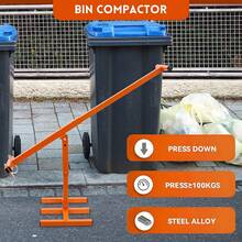 100kg Force Wheelie Bin Compactor Steel Alloy Manual Waste Press Tool Fit 120L-240L Outdoor Rubbish Bin Household Garden Waste Compressing Equipment - Orange - View 2