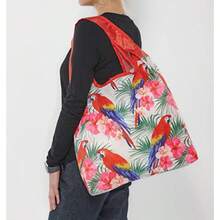 O-WITZ Bolsas reutilizables para comestibles gimnasio oficina playa juguetes y más diseño lavable con asas grandes para máxima comodidad se pliega en una bolsa pequeña 3 loros - Paquete de 3 loros - Ver 3