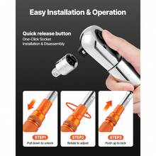 Click Torque Wrench, 3/4 Inch Drive, 100-600 Lbf-Ft / 136-814N.M, Dual-Direction Torque Wrench Set With Dual Range Scales, 48-Tooth, ±3% High Precision, Alloy Steel, For Automobile Repair - 3/4 英寸 - 查看 5
