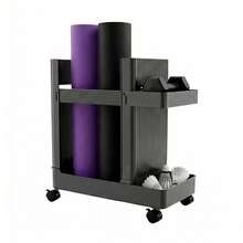 Gray Modern Fitness Equipment Storage Cart,Minimalist Floor-Standing Sports Gear Organizer Rack,Multifunctional Household Sundry Mobile Storage Trolley,For Home Gym Yoga Studio Store Yoga Mat Dumbbell Kettlebell Resistance Band Various Sports Supplies - Grey - View 1