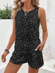 Conjunto de 2 piezas de top de tirantes con estampado de caballo blanco y shorts a rayas, adecuado para uso casual diario, primavera/verano - Multicolor 12 - Ver 4