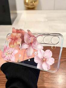 1 Piece Soft Phone Case With White Lily Flower And Butterfly, Compatible With Huawei Honor, , Galaxy A04e/12/A13/A14/A34/A50/A52/A53/A54/S21/S22/S23/S24/S25/S25Ultra, 6A/7A/8A, 12T/13T, International Version, Not Domestic Version, Spring Gift - 透明 2 - 查看 3