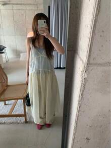 Women Long Dresses - Apricot - View 3