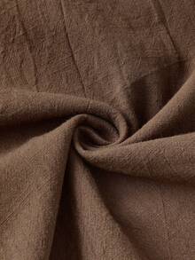 Pantalones de cintura baja para mujer, color liso, pierna ancha, holgados, cómodos, informales, para uso diario. - Café integral - Ver 8