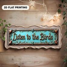 1pc Vintage Turquoise Green & Gold Decorated "Listen To The Birds" Metal Wall Decor Sign, Rustic Farmhouse Decor With Leaf Branches And Bird Letters - Includes Easy Installation Hardware, Suitable For Home, Office, Cafe, Christmas And Housewarming Gifts - Durable Art Panel, Soft Green And Gold Tones, Vintage Room Decor, 2D Flat, Perfect For Room Decoration - A - View 6