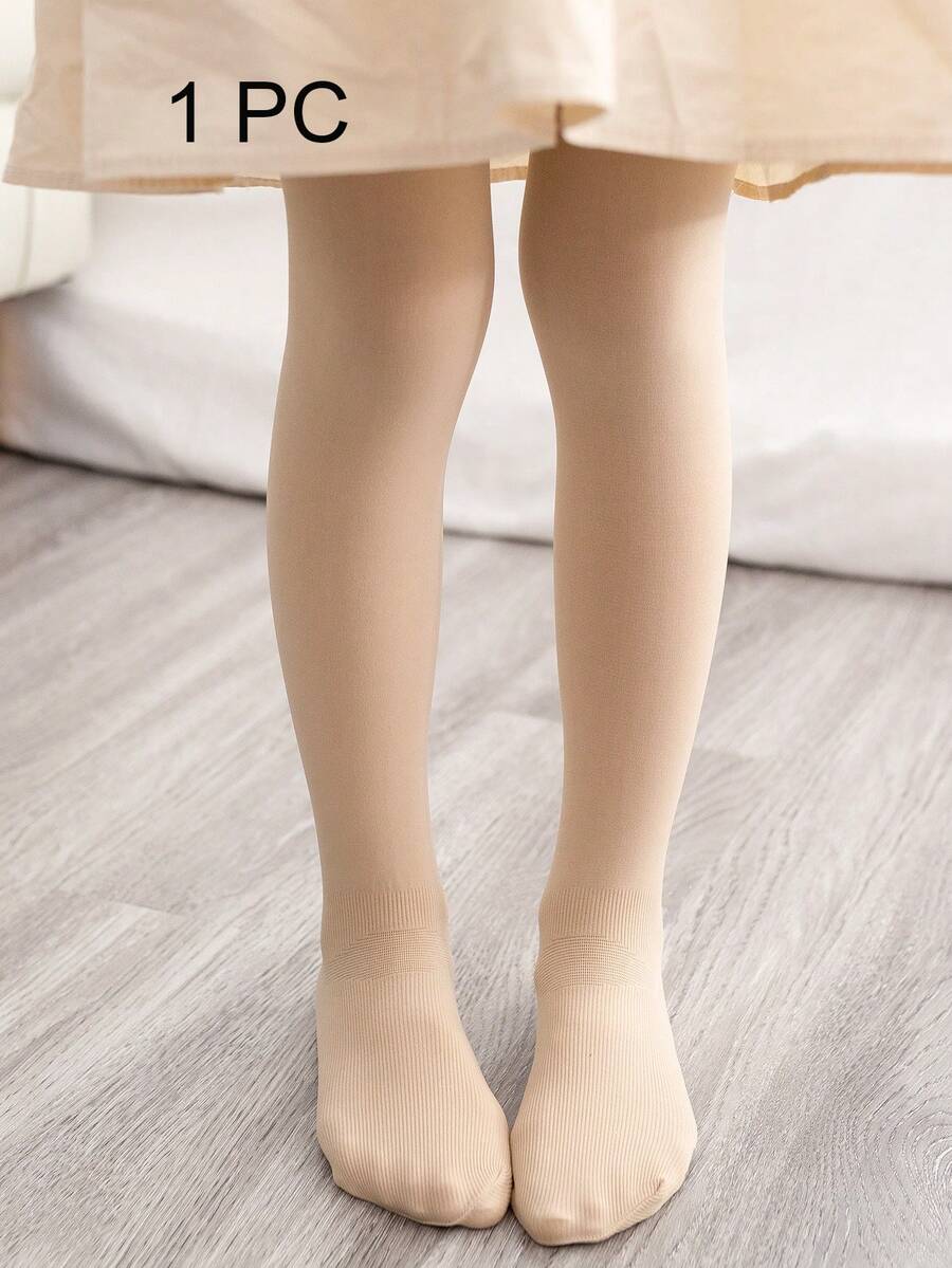 1 件女孩、儿童、婴儿皮肤/米色/卡其色纯色紧身裤、舞蹈长袜、无脚紧身裤、图案、卡通脚印设计、薄款、弹性、连脚连裤袜、日常休闲、紧身裤、可爱学院风舞蹈裤、春夏季常规款、耐穿紧身裤、适合学生日常场合、搭配裙子/短裤/鞋子、返校季、学生装、新学期、教室