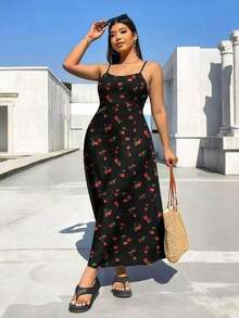 Solflare Vestido largo de punto casual con estampado para tallas grandes - Multicolor 8 - Ver 2