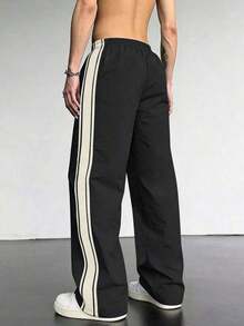 1 pieza Pantalones casuales, deportivos, para exteriores, de uso diario, versátiles, cómodos y transpirables con empalme de color contrastante, adecuados para primavera, verano, otoño e invierno - Café integral - Ver 11