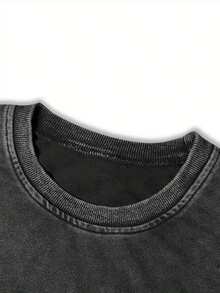 Sudadera de manga larga con cuello redondo para hombre, con estampado retro de calaveras y alas, lavada y desgastada, duradera y lavable a máquina, cómoda, transpirable y elegante, adecuada para ambientes urbanos, modernos, retro y casuales. - Negro - Ver 2