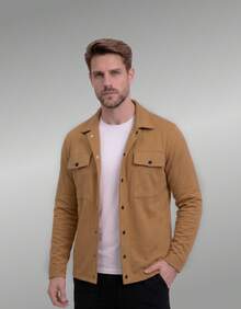 Stylish Men's Jacket With Waterfall Collar, Long Sleeves, Casual Sweatshirt Style With Button Details And Pockets. - Màu be - Xem 10