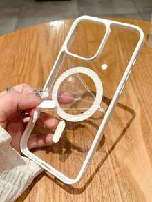 豪華透明保護殼，適用於 iPhone 17、16、15、14、13、12、11 Pro Max，透明壓克力材質設計，支援磁吸無線充電 - 白色 - 查看 2