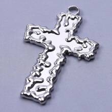 1pc Fashionable Punk Style 304 Stainless Steel Vacuum Electroplated Cross Pendant, Durable Cross Charm Suitable For Bag Decoration, DIY Jewelry Making, Necklace, Bracelet, Earrings - Picture - View 16