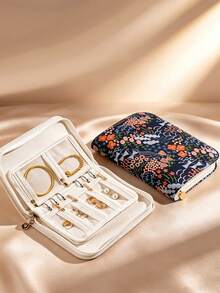 書本式刺繡珠寶收納袋 5格活頁分隔儲存 戒指耳環項鍊防纏繞便攜收納包 - 彩色 - 查看 4