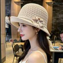 French-Style Flower Pearl-Embroidered Stylish Fisherman Hat Spring And Summer With Rolled Brim Shaping. Women's Versatile Bucket Hat And. - Be - Xem 7