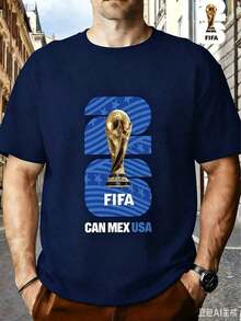 FIFA World Cup Licensed 2026 World Cup Soccer • Themed Prints For The USA Series • Men's Short-Sleeve T-Shirts • Casual Wear • Suitable For Fitness, C - 藏蓝色 - 查看 8