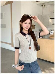Women Knit Tops - Grey - View 4