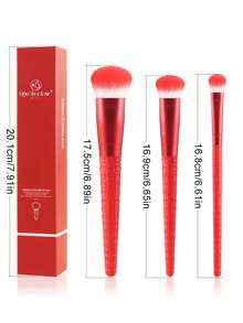 ronshadow Bộ 3 cọ trang điểm cán vân da cá sấu thiết kế góc nghiêng - Cọ đánh nền + Cọ má hồng + Cọ chi tiết phấn mắt, sợi kép siêu mềm dễ tán, kèm hộp quà sang trọng, cọ mỹ phẩm cầm tay tiện lợi - Nhiều màu - Xem 9
