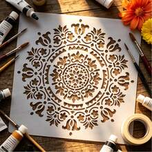 1pc Mandala Painting Stencil, Reusable Mandala Painting Stencil, Round Floral Design Mandala Painting Stencil Craft Stencil, Suitable For DIY Wall, Furniture, Canvas, Tile, Home Art Decor Graffiti - Sets - View 1
