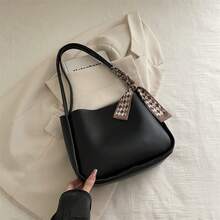 Bolso de mano moderno y versátil para mujer, estilo casual elegante con un toque de alta gama, bolso de hombro estiloso ideal para ir de compras, moda otoño-invierno 2026, nuevo diseño de nicho, bolso de cuero suave de gran capacidad para llevar al hombro o bajo el brazo, con diseño de bolso tote madre-hija. - Negro - Ver 2