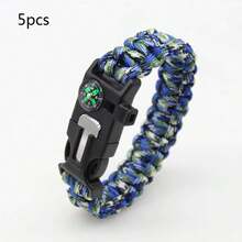 Pulsera trenzada de paracord para exteriores, pulsera de supervivencia multifuncional 5 en 1 con brújula de paracord - Multicolor - Ver 11