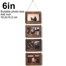 1pc Vintage Wooden Wall-Mounted Photo Frame Collage, Rustic Multi-Photo Frame, 6-Inch Family Photo Display, Vintage Wooden Frame With Jute Rope, Suitable For Living Room, Bedroom, Dormitory Wall Decor Art - Wall-mounted Photo Frame - View 11