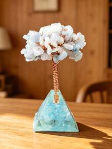 Natural Crystal Tree Resin Pyramid Base Decor, Lucky Tree Home Desktop Ornament, Spiritual Healing Gift - Resin Pyramid Tree - View 15