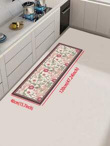 1件柔軟橡膠吸水廚房地墊，3.5mm厚吸水墊大號或小號地毯，英式鄉村復古花卉矽藻泥地板墊，奶油杏色底色配豐富分層復古手繪花卉 - 彩色 - 查看 13
