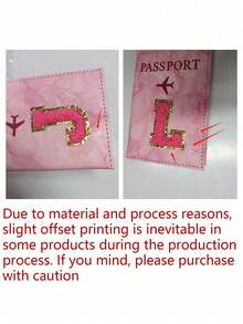 1pc Passport Cover With Rose Red Towel Embroidery And A-Z Letter Print, Unisex RFID Vintage Business Passport Holder, Multifunctional Travel Organizer Pouch, Travel Accessories, Travel Wallet, Passport Case, Beach Holiday Bag, Summer - Pink - View 10