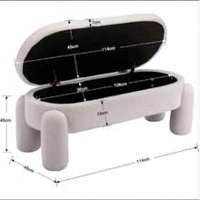 Panca portaoggetti Chairus in pelle sintetica, seduta imbottita in peluche con spazio di archiviazione nascosto, moderna, per letto e ingresso, pouf per corridoio e camera da letto - Bianco - Visualizzare 3