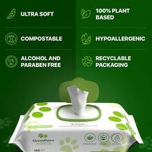 Premium Unscented Dog Wipes Paws And Butt Count - Compostable, Plant Based Dogs And Wipes, Strong Grooming Pet Wipes Dogs And Cats - Use On Body, Ear Paws (Pack Of 1) - Uscented - View 4