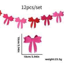 12 Stück 3D rosa Schleifen Deko, geeignet für Geburtstagsfeiern, Hochzeiten, Wanddekoration Zuhause, Feiertage und Party Hintergrund Dekoration - Mehrfarbig - Übersicht 12