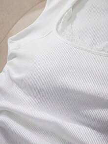 3 piezas Camiseta de tirantes con cuello de pico, cintura fruncida, estilo minimalista y casual, sexy, adecuada para uso en verano y en el aeropuerto - Blanco - Ver 7