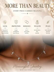 outingfit 1pc Fashionable Cross Pendant Necklace, Creative Vintage Minimalist Eye-Catching Neck Chain Jewelry For Women - Silver - View 5