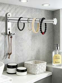 Extendable Adjustable Clothes Rack, Clothing Storage Rod, 19-29.6cm/7.48-11.65in, Bath Towel Rack, Towel Rack, Drill-Free Wall-Mounted Storage Rack, Extendable Jewelry Rack, Hanging Clothes Storage, Space-Saving - Multicolor - View 4