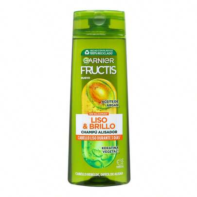 Garnier Fructis Liso & Brillo Champú Alisador con Aceite de Argán y Keratina Vegetal – Cabello Rebelde – Sin Siliconas – 380 ml