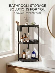 1 pieza Organizador de cocina de 2/3 niveles, Estantería triangular para especias de encimera, Estantería de almacenamiento en esquina, Organizador de baño - Estante de almacenamiento - Ver 1