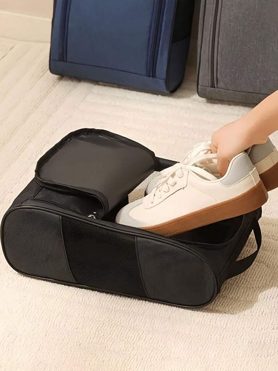 Bolsa de almacenamiento portátil para zapatos de golf con asa, bolsa de zapatos deportivos con bolsillo de malla lateral, gran capacidad, bolsa de zapatos de mano para hombres y mujeres para golf, fútbol, baloncesto, natación, fitness, camping, viajes, ideal para actividades al aire libre, accesorios de golf, accesorios de viaje