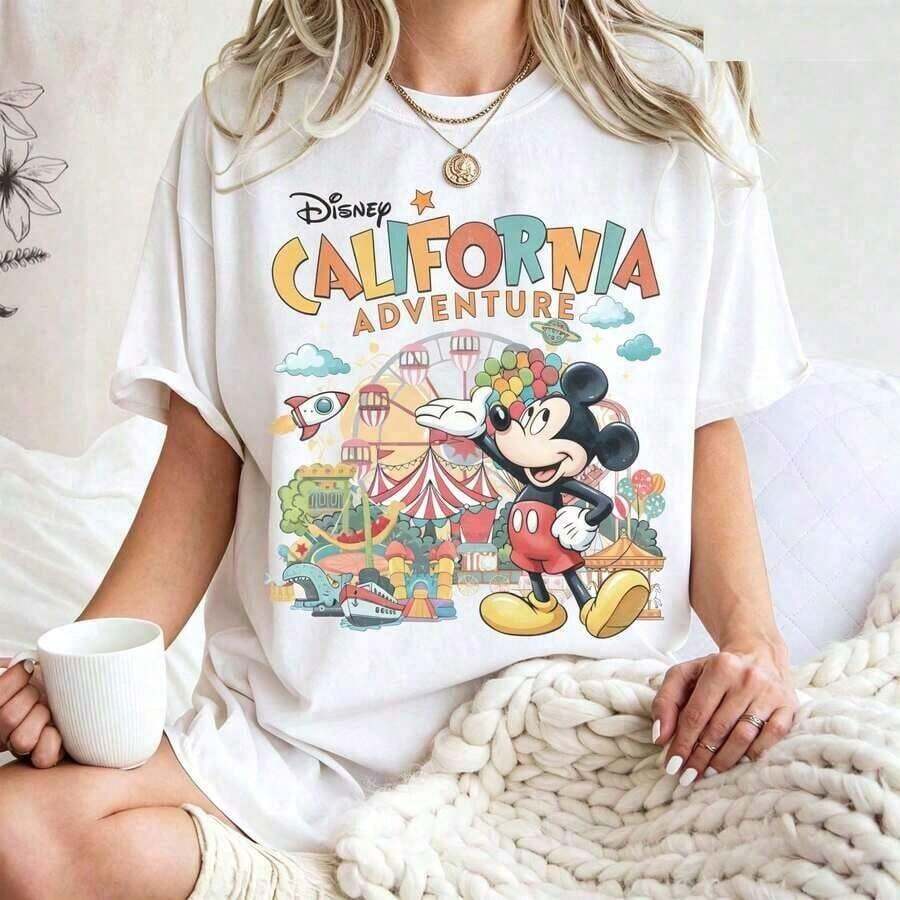Loose Oversize  Retro  Disneyland California Adventure Shirt, Mickey Mouse Tee, Disney  Family Trip 2026 Shirt,Disneyland Vacation OutfitDisneys Disneyland Paris The Magic Kingdom Disneyesque B6Holiday Gifts Valentine's Day Gifts Earth Day Gifts Oktoberfest Gifts Summer Bank Holiday Gifts - White - View 1