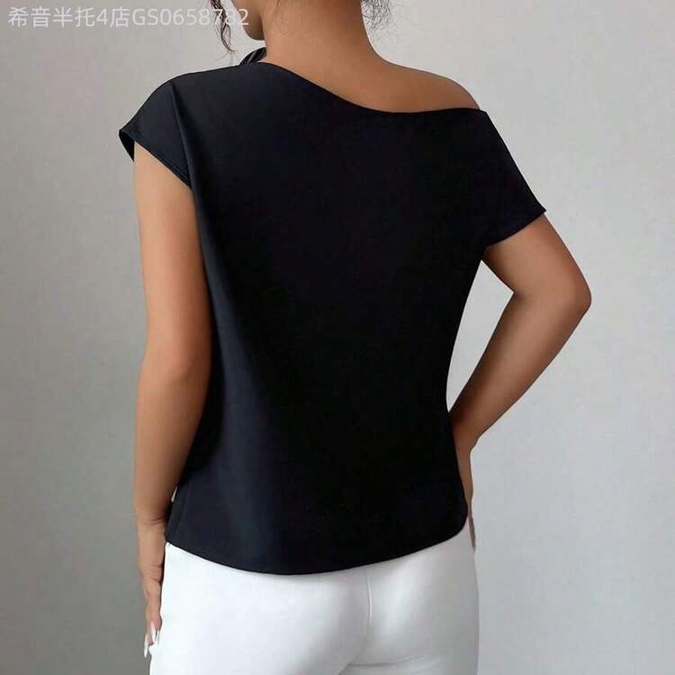 Fengyu Women's Clothing Store  Blusa de moda con hombros fruncidos y decoración floral 3D de unicolor para mujer - Burdeos - Añade 3