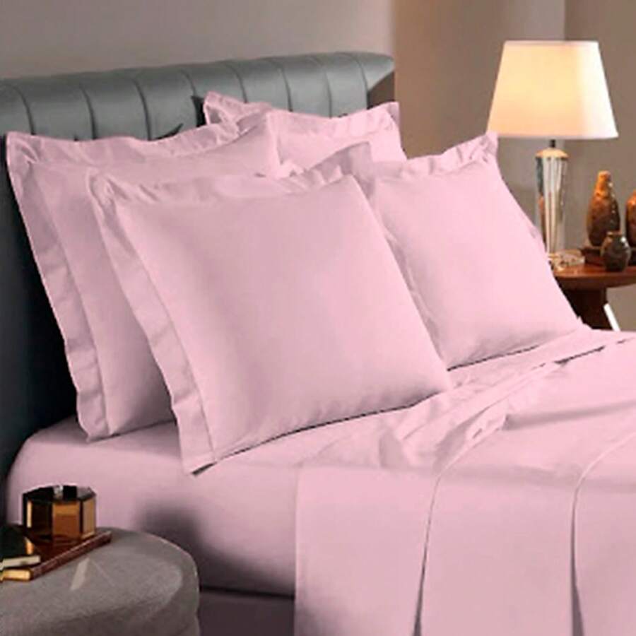 Pair Of 200 Thread Count Percale Pillowcases, 50x70cm, Premium, Various Colors, Satin Finish - Pink - View 1