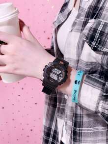 Casual Electronic Watch For Middle And High School Students, Minimalist Versatile Wristwatch And Heart Bracelet Set, Suitable As Back To School, Graduation Season, Valentine's Day Gift - Multicolor - View 11