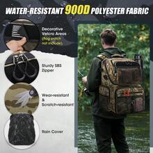 45L Fishing Backpack With Rod Holders & Rain Cover Large Water Resistant Fishing Tackle Bag Store Fishing Gear - Khaki - View 7