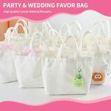 2 Paquete de 24 bolsas pequeñas de lona mini bolsas a granel para mujeres bricolaje en reutilizable bonita bolsa de sublimación - Blanco - Ver 4