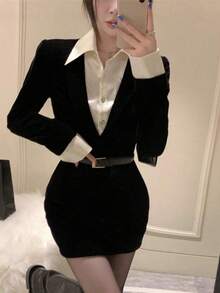 Women Midi Dresses - Black - View 2