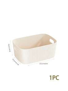 1pc/2pcs/3pcs Set, 3 Different Sizes Plastic Storage Box/Basket, Suitable For Desktop Snacks, Sundries, Cosmetics, Etc. Suitable For Dorm, Kitchen And Other Places Organization, Rectangular Design. - White - View 14