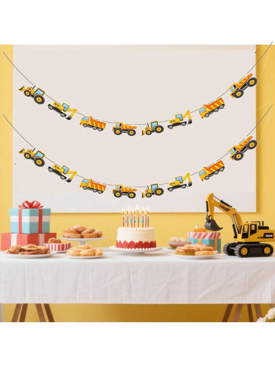 1/2/3 Sets Construction Theme Birthday Decorations, Perfect For Construction & Transportation Theme Birthday Party Celebrations And Truck Theme Party Decor - A - View 1